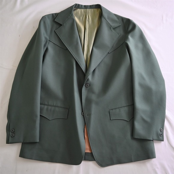 Vtg‎ 70s Shedder 46L Green Western Yoke Mens Blazer Jacket Sport Coat